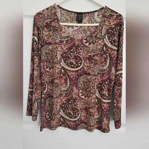 Womens Suzie In The City Multicolor Paisley Long Sleeve Top
